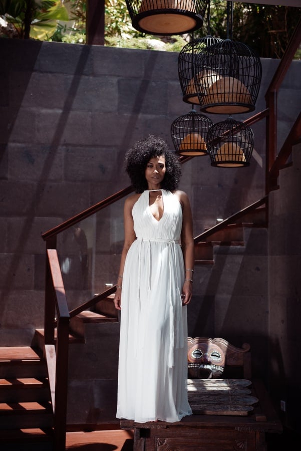 portrait of Dana Jackson wearing white floor length dress
