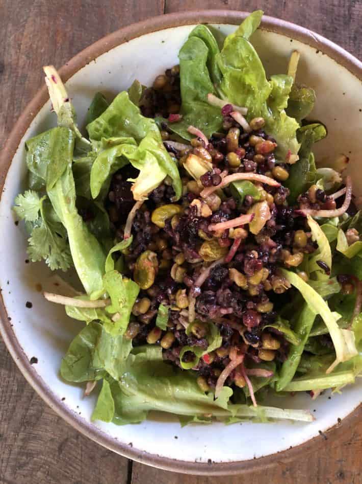 bowl of Okinawa Black Rice and Beet Salad