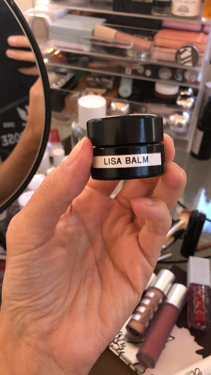 holding my "lisa balm" in my hands that maya chia made me