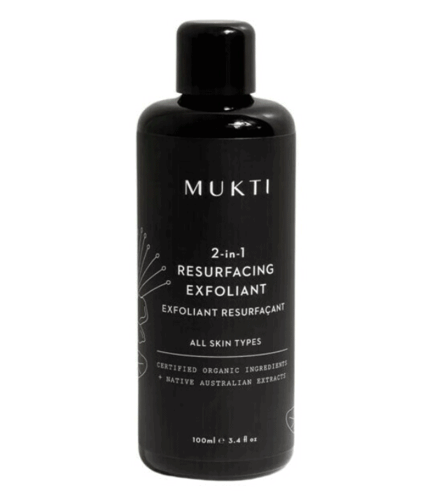 bottle of Mukit 2-in-1 Resurfacing Exfoliant