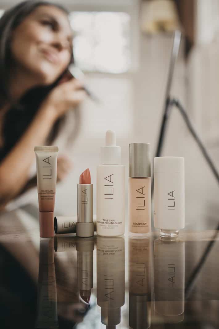 lisa trying Ilia beauty makeup products