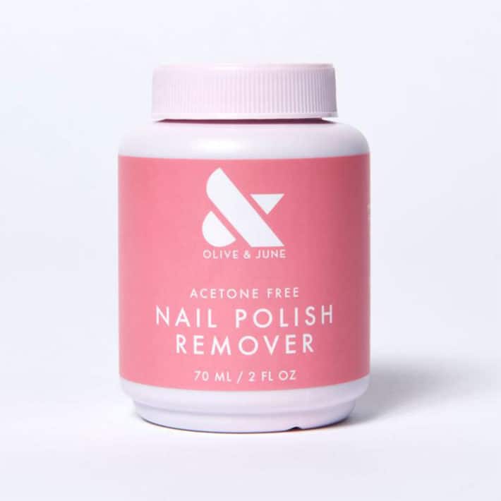 Jar of nontoxic nail polish remover from Olive+June