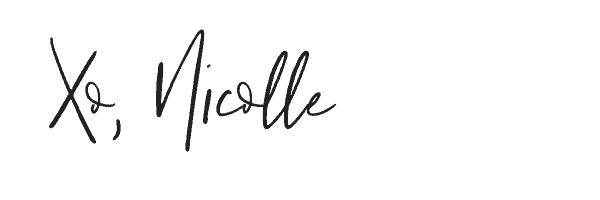xo, Nicolle in cursive font