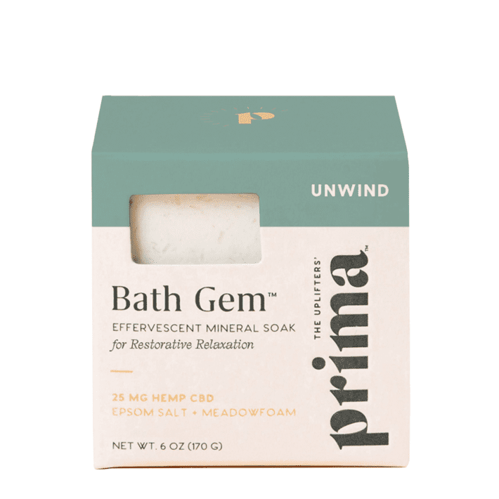 a product shot of a prima bath gem in it's packaging