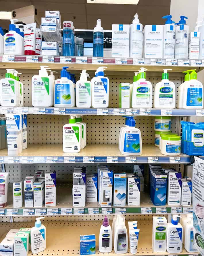 retail shelves of cerave products