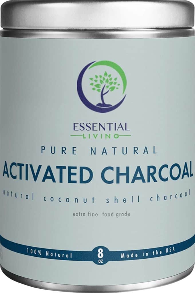 container of essential living activated charcoal