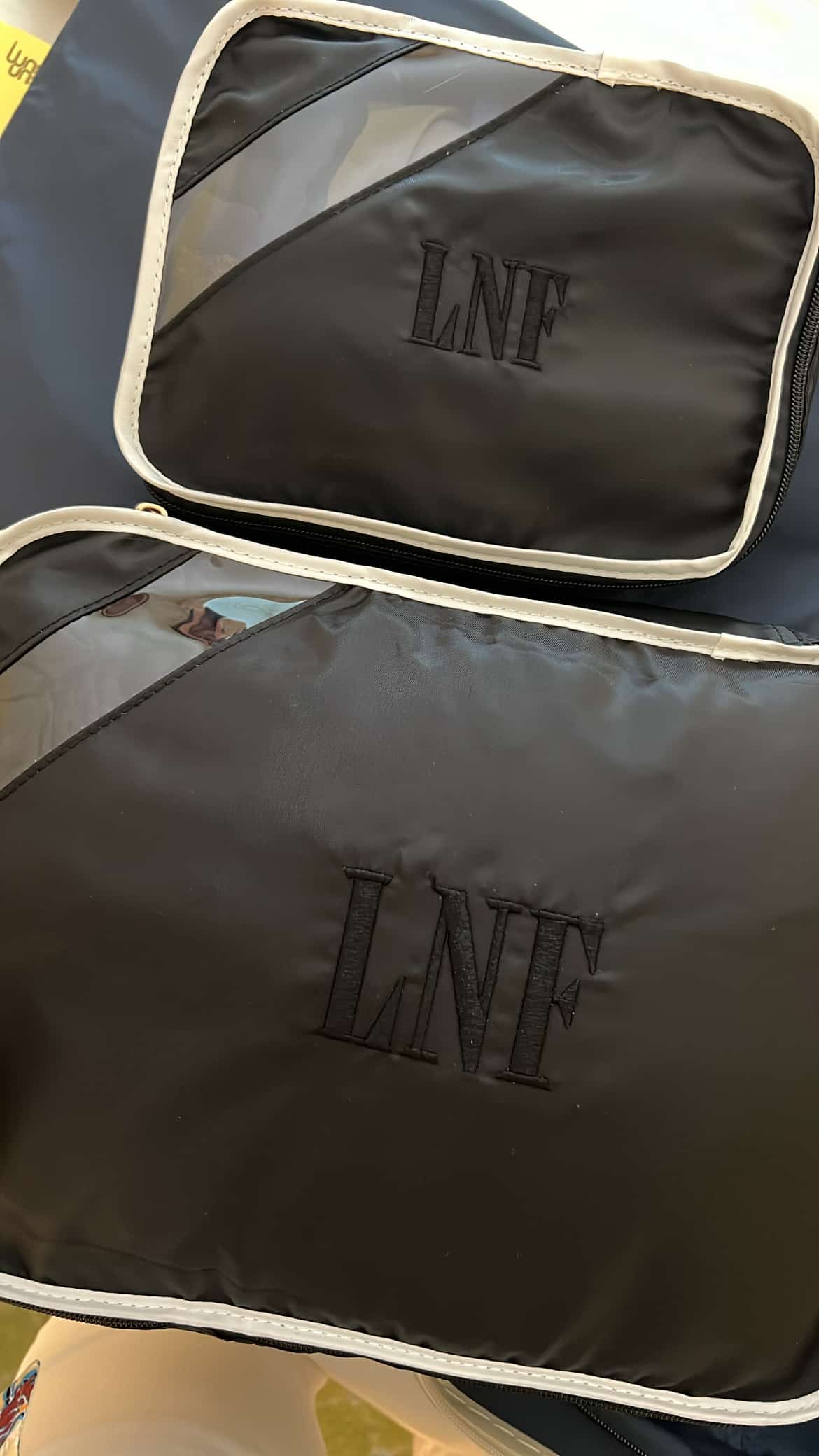 paravel packing cubes in black with black embroidery